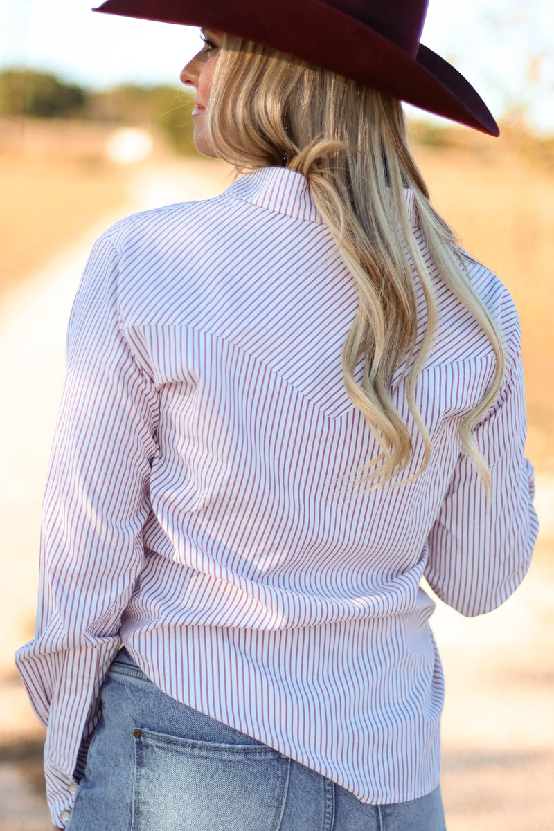 STRIPED VINTAGE PEARL SNAP TOP