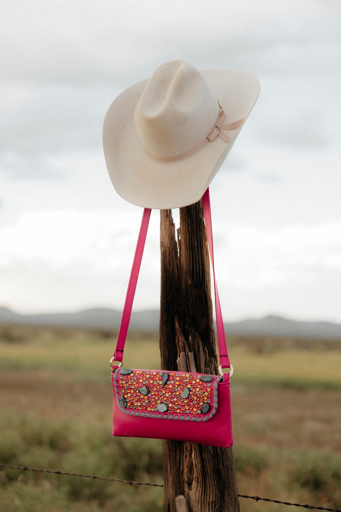 THE KURTMEN FIESTA CRYSTAL CROSSBODY-PINK