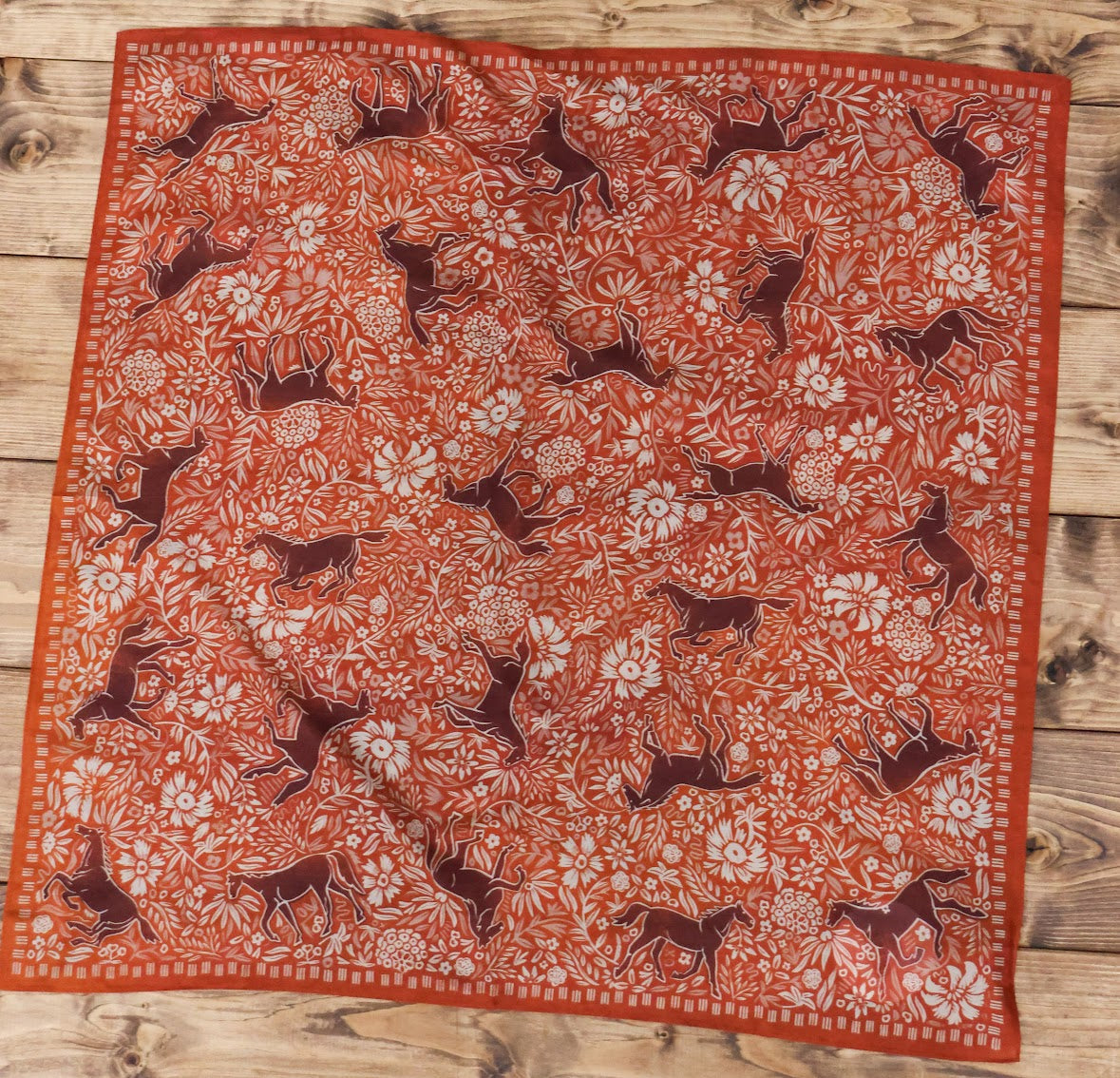 BLOCK PRINT HORSES SHORTIE BANDANA