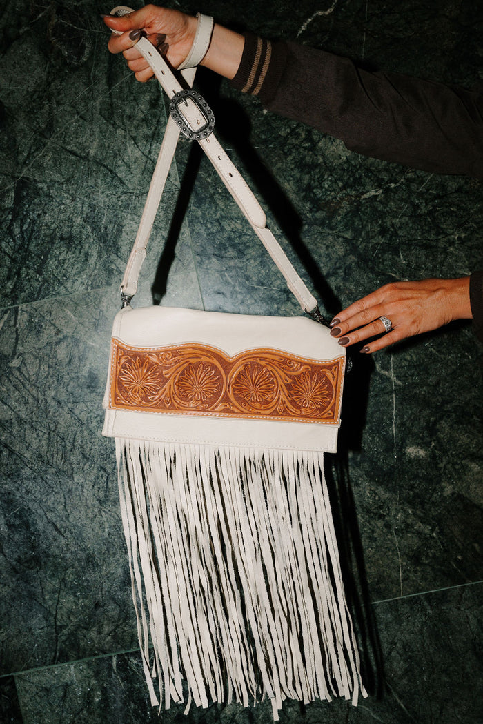 DOUBLE J SADDLERY DAISY TOOLED CLUTCH STADIUM PURSE