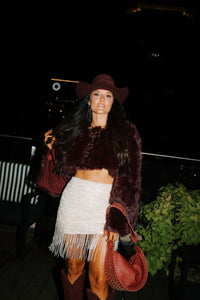THE DAWSON FUR TOP-BURGUNDY