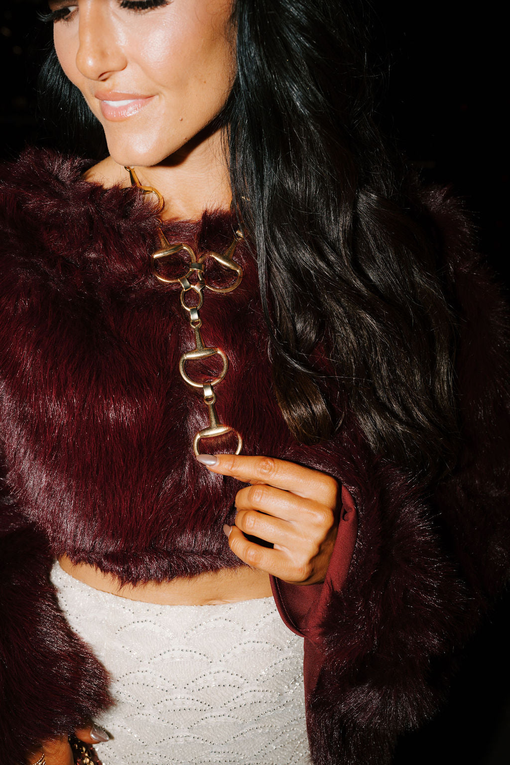 THE DAWSON FUR TOP-BURGUNDY