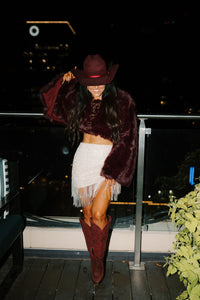 THE DAWSON FUR TOP-BURGUNDY