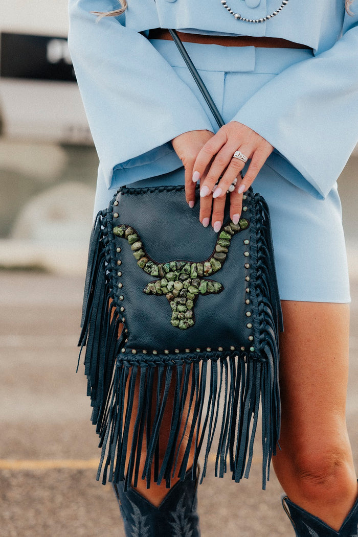 THE KURTMEN LONGHORN CROSSBODY-NAVY