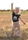 GIRL'S CHECKERED FLARE BOTTOMS