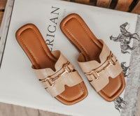 HORSE BIT CROC SANDAL- TAUPE