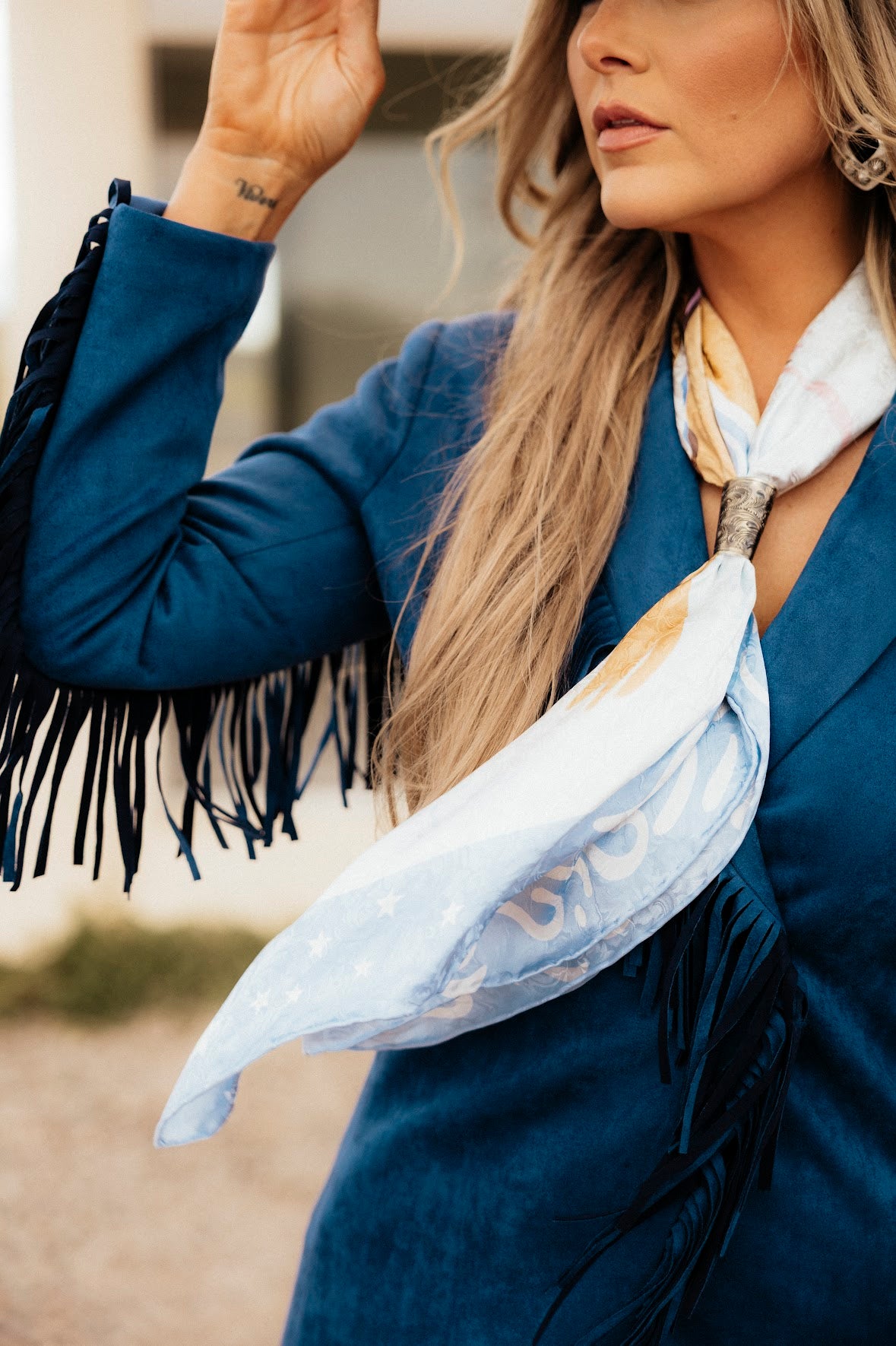 BLAKE BLUE COWGIRL SILK WILD RAG