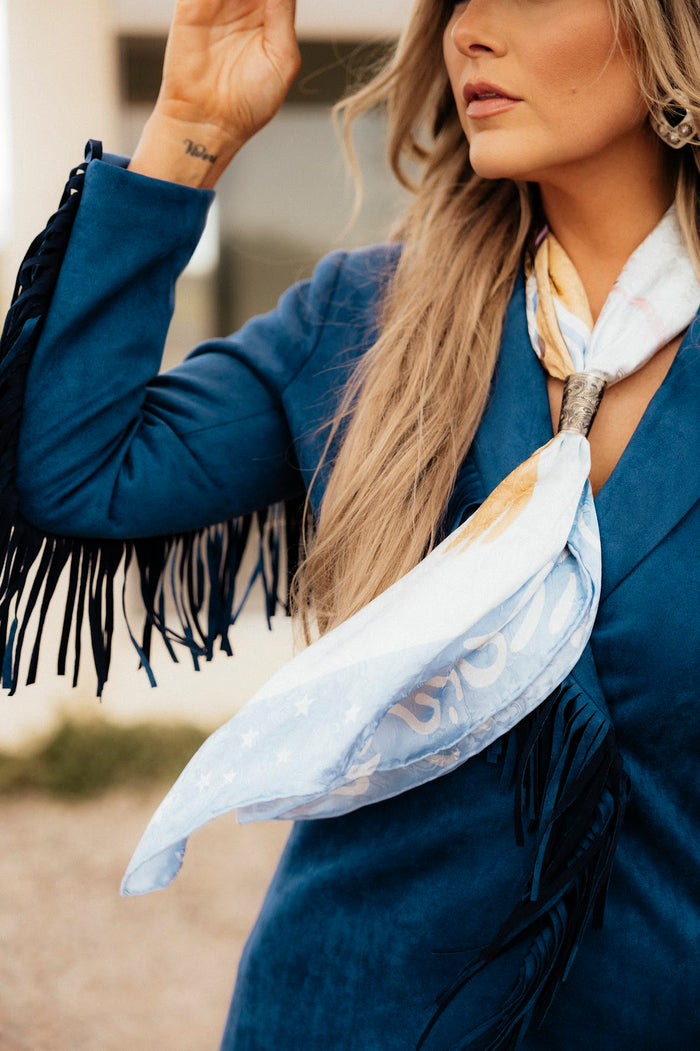 BLAKE BLUE COWGIRL SILK WILD RAG