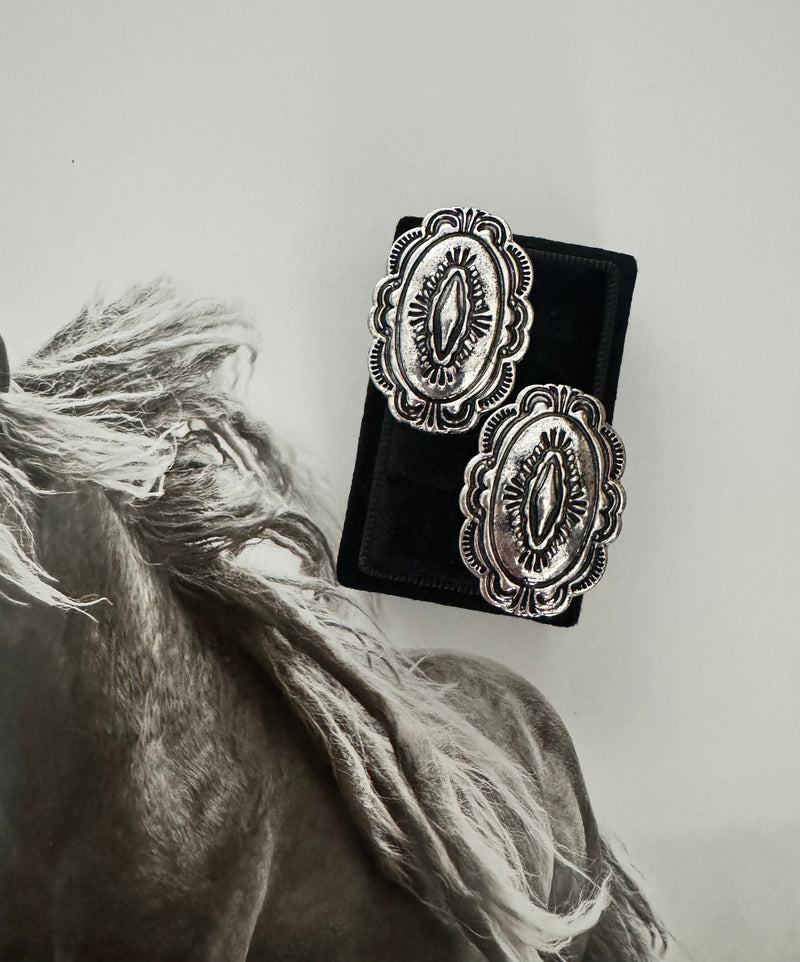 WESTERN CONCHO STUD EARRINGS