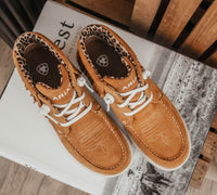 ARIAT HIGH TOP HILO FRINGE SHOE-WHEAT SUEDE