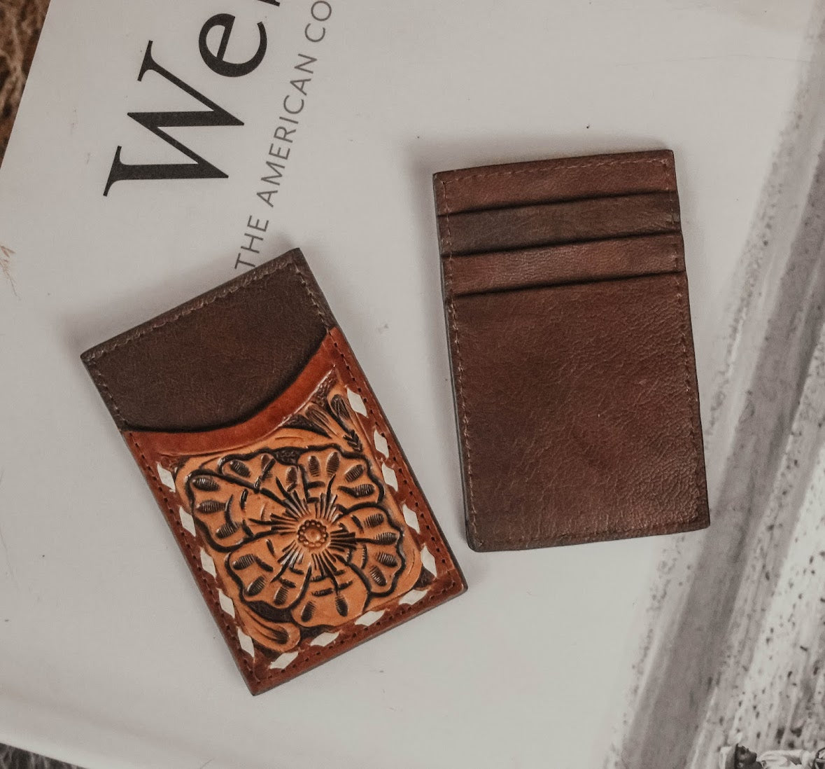 TOOLED LEATHER CARD HOLDER