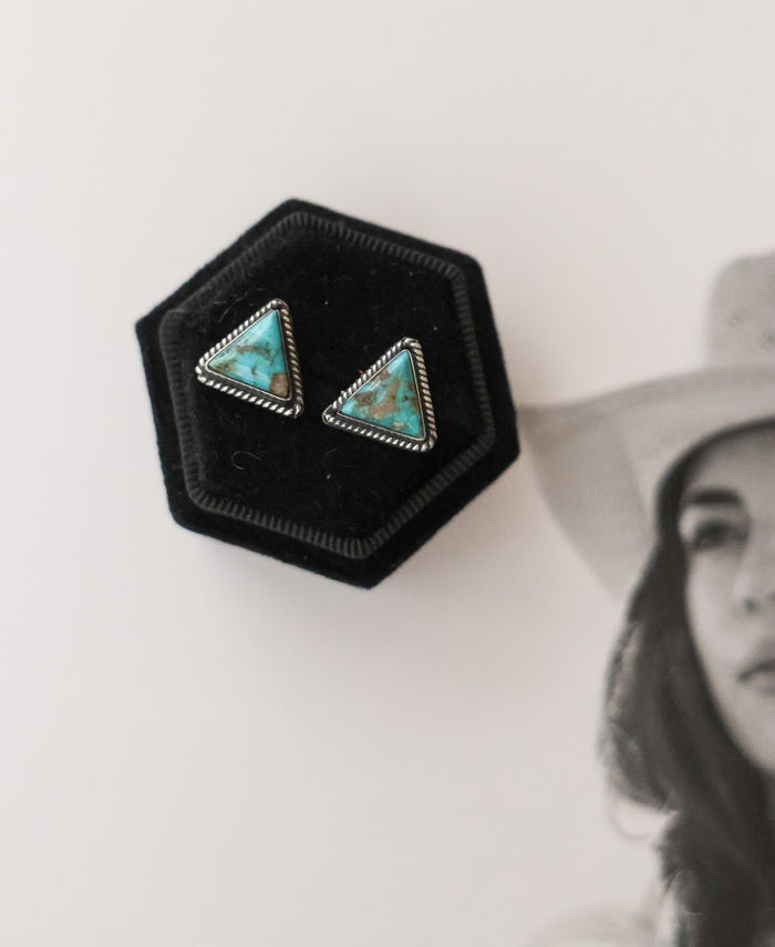 TRIANGLE TURQUOISE STUD EARRINGS