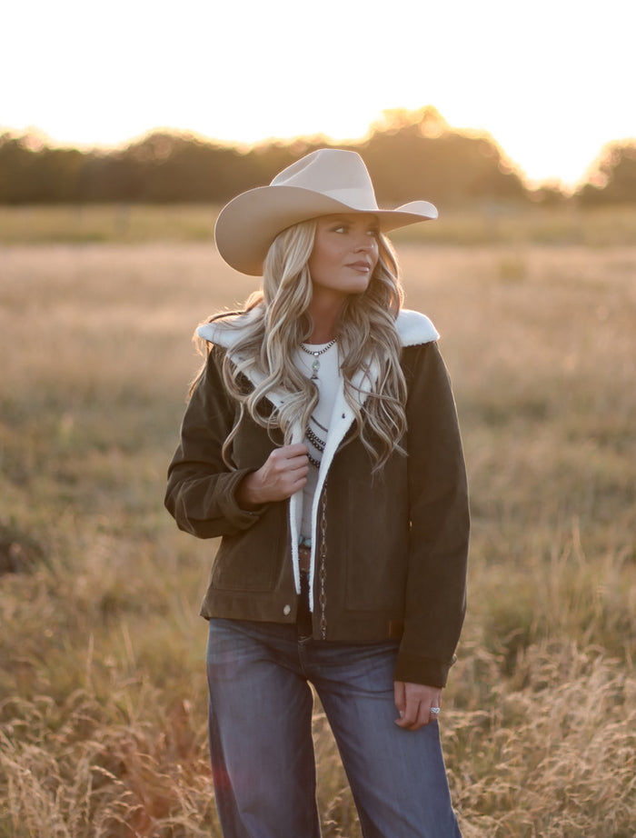 PENDLETON WIND RIVER CORDUROY JACKET- DARK OLIVE