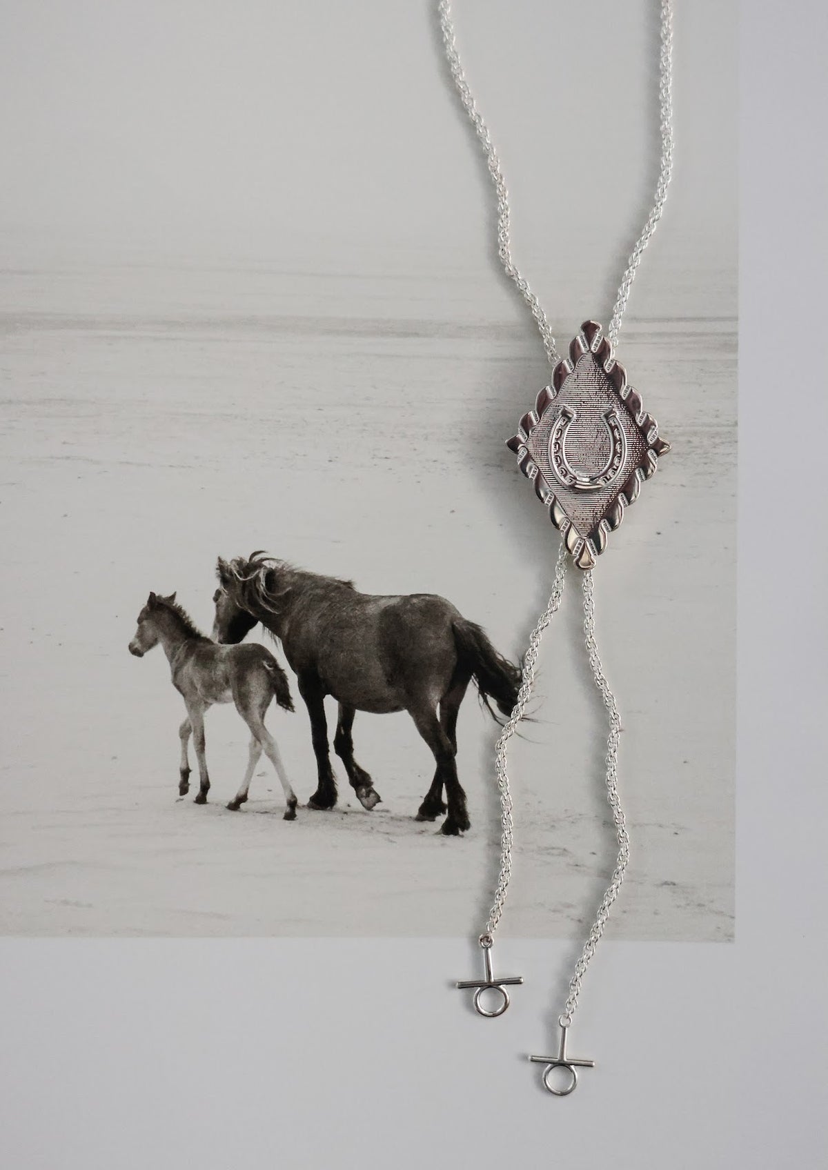 DIAMOND HORSESHOE SILVER BOLO