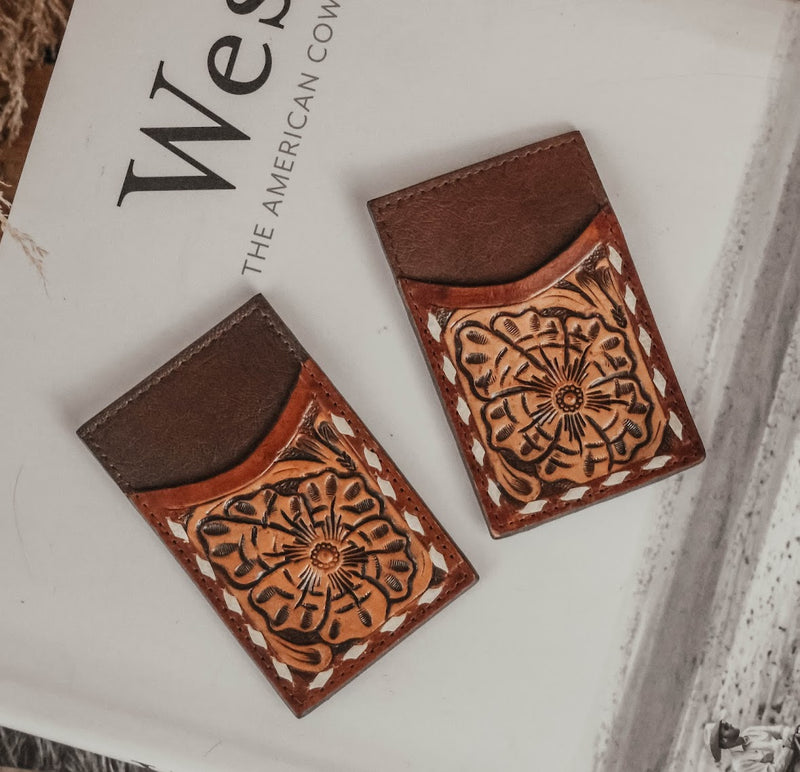 TOOLED LEATHER CARD HOLDER