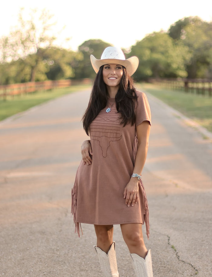 THE BOOT STITCH FRINGE DRESS