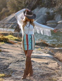 RHONDA STARK TURQUOISE SERAPE SKIRT