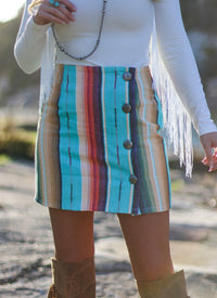 RHONDA STARK TURQUOISE SERAPE SKIRT