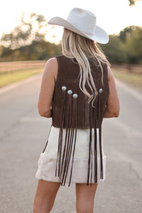 DOUBLE J SADDLERY JOLENE VEST-CHOCOLATE BROWN