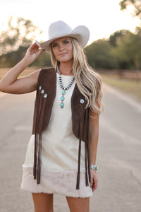 DOUBLE J SADDLERY JOLENE VEST-CHOCOLATE BROWN