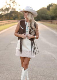 DOUBLE J SADDLERY JOLENE VEST-CHOCOLATE BROWN