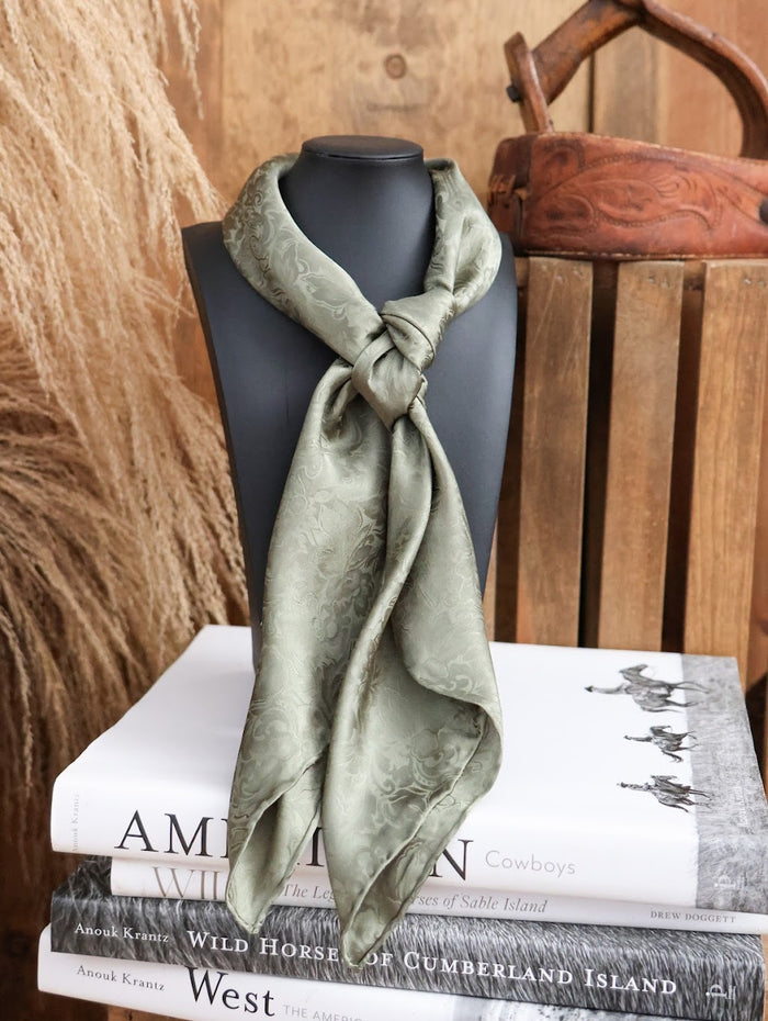 JACQUARD SAGE SILK WILD RAG