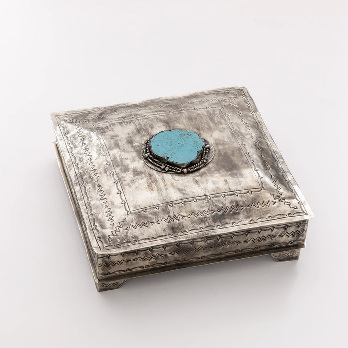 J ALEXANDER LARGE STAMPED BOX W/ TURQUOISE