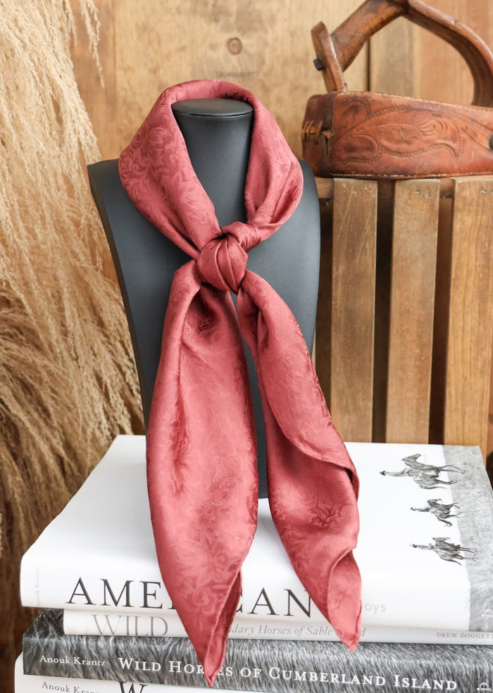 JACQUARD CRANBERRY SILK WILD RAG