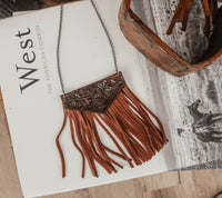 HAND TOOLED FRINGE NECKLACE