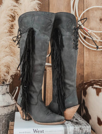 DINGO SKY HIGH LEATHER BOOT-BLACK