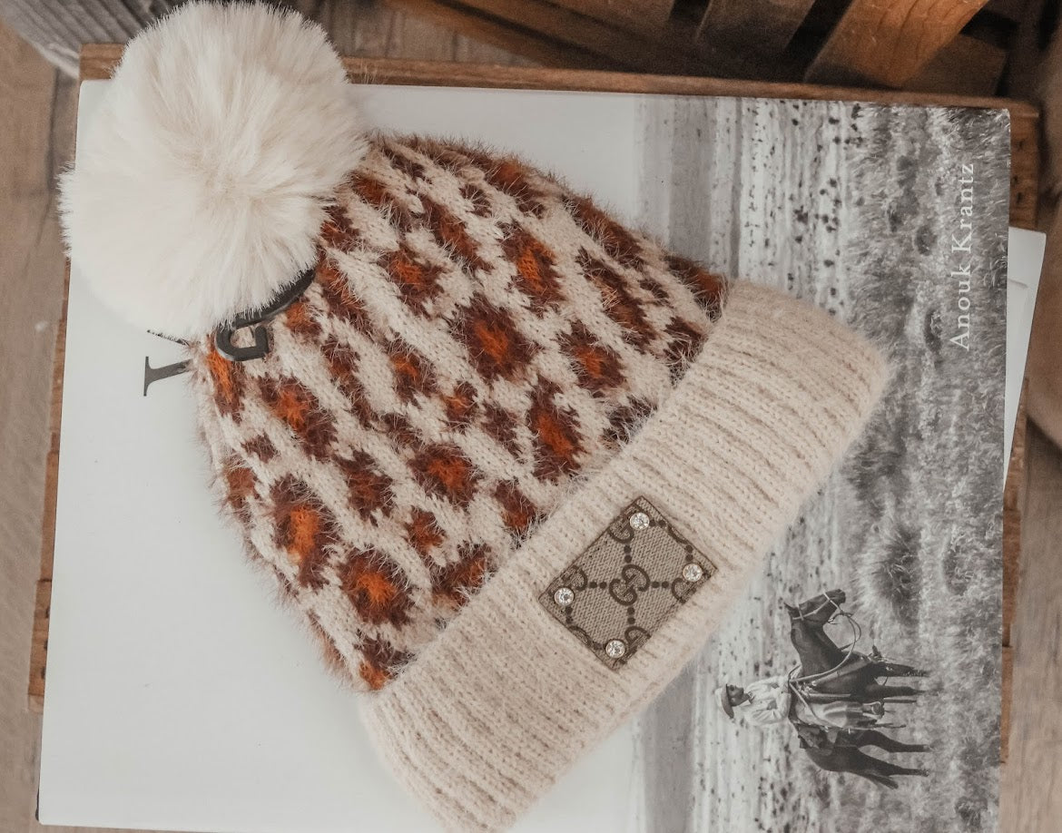 UPCYCLED ANIMAL PRINT BEANIE