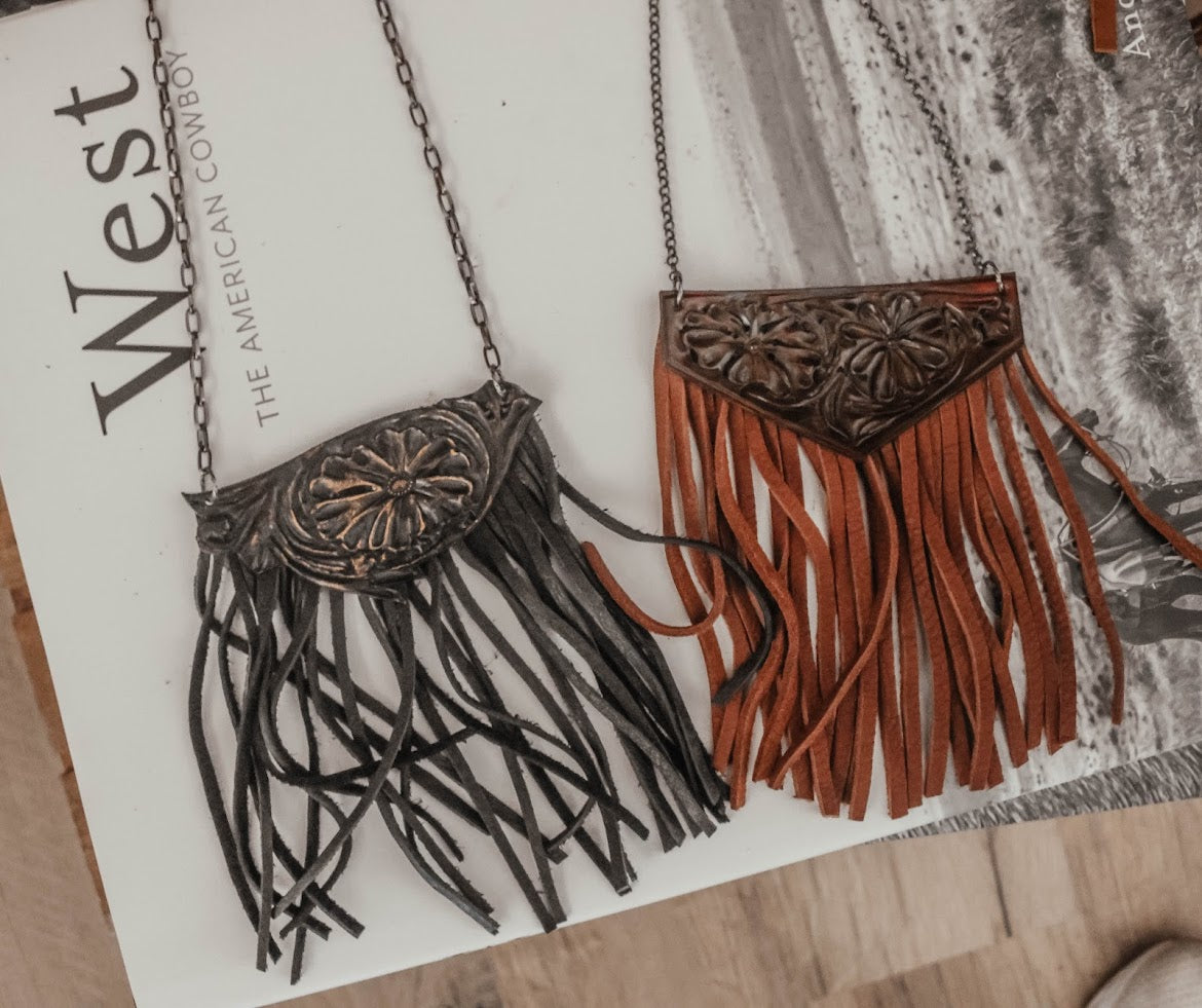HAND TOOLED FRINGE NECKLACE