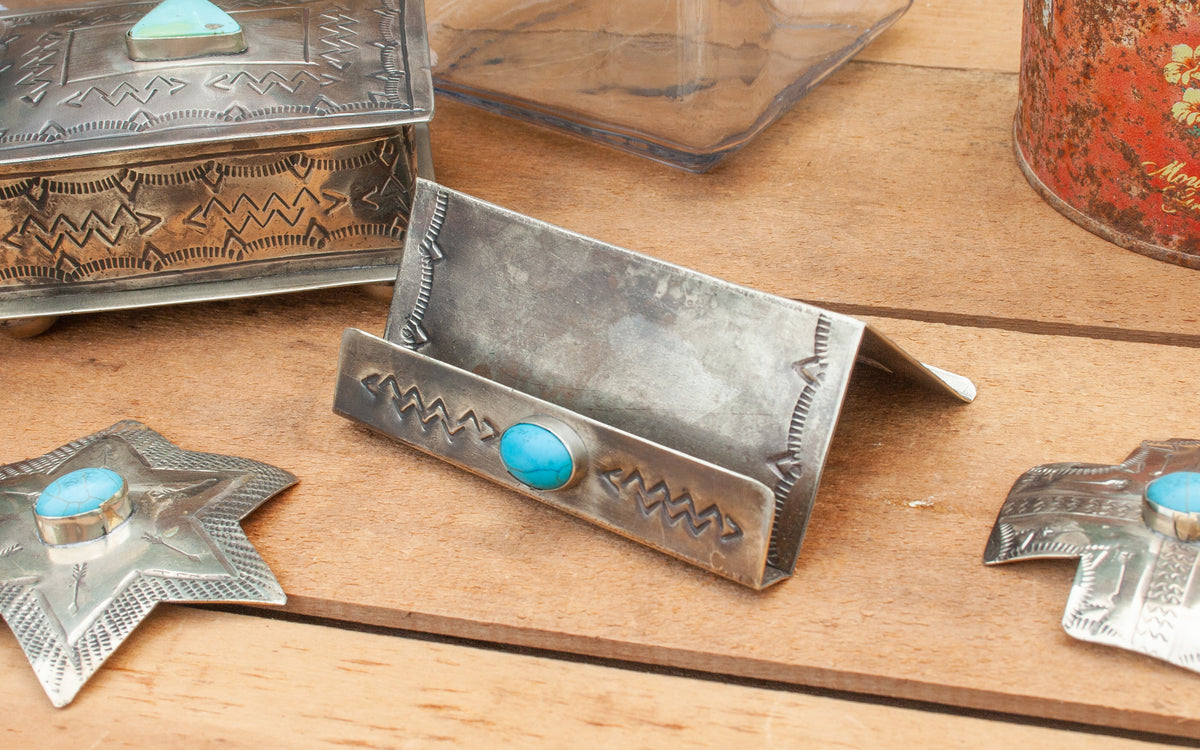 RUSTIC SILVER BUSINESS CARD HOLDER