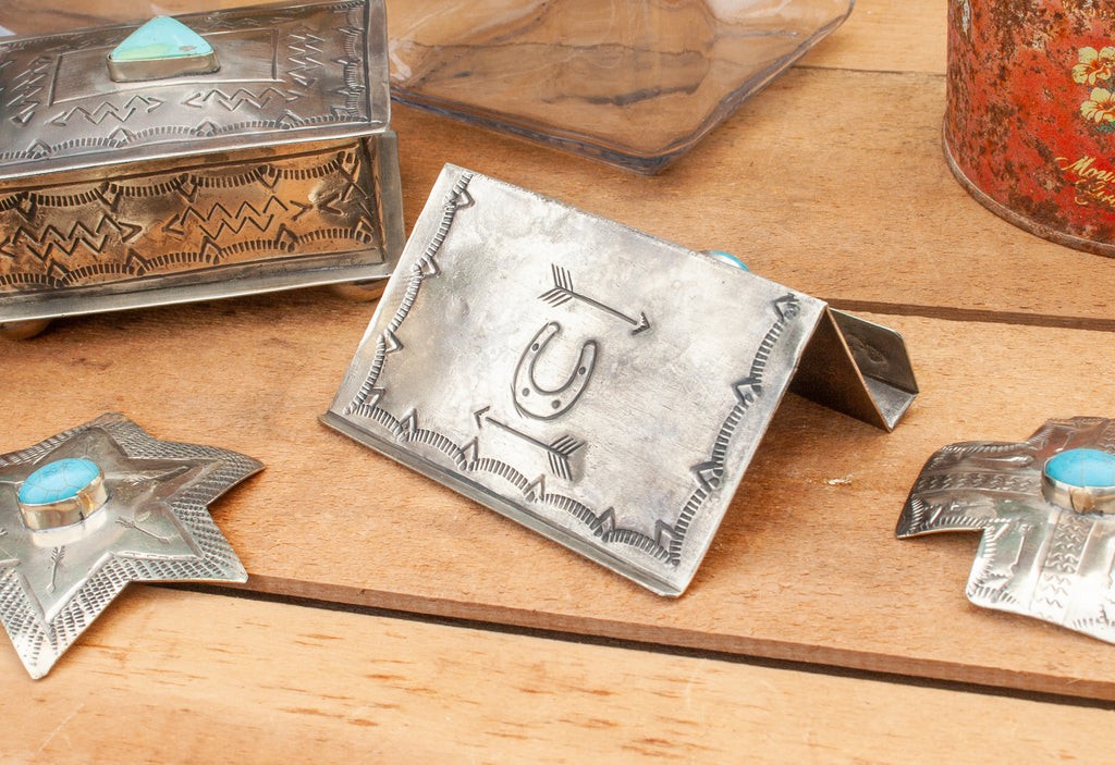 RUSTIC SILVER BUSINESS CARD HOLDER