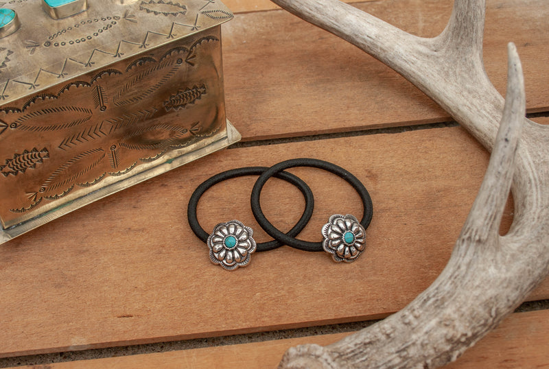 TURQUOISE CONCHO HAIR TIE