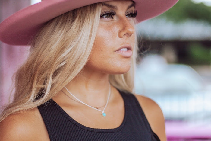 STERLING SILVER TURQUOISE STUD NECKLACE