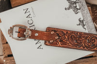 DOUBLE J SADDLERY VINTAGE COGNAC TOOLED BELT