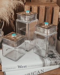 RUSTIC SILVER STAMPED CANISTERS