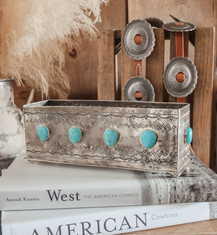 RUSTIC SILVER STAMPED PLANTER BOX