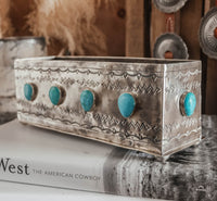 RUSTIC SILVER STAMPED PLANTER BOX