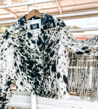 COWHIDE FRINGE JACKET- BLACK