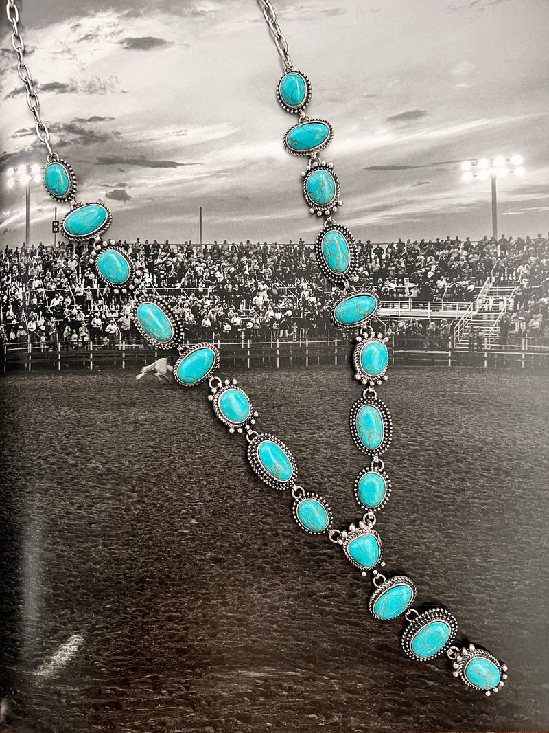 TURQUOISE Y DROP STONE NECKLACE