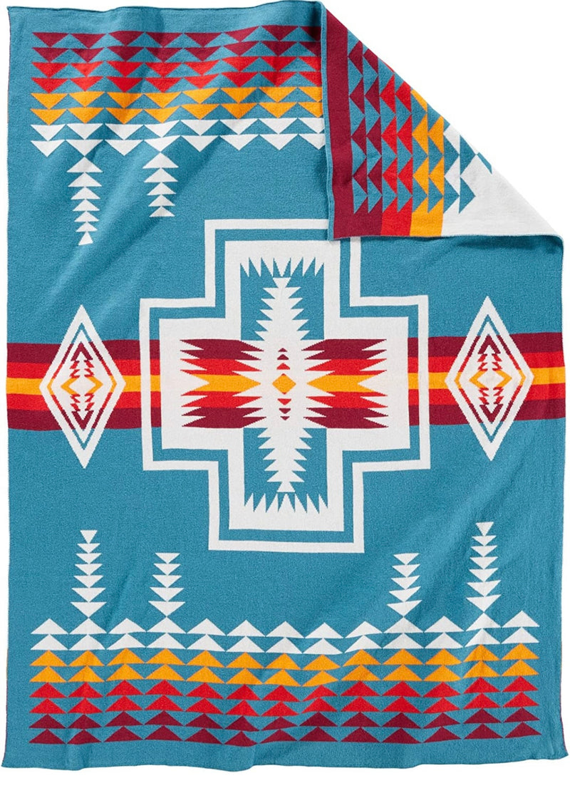 PENDLETON KNIT BABY BLANKET WITH BEANIE - HARDING TEAL