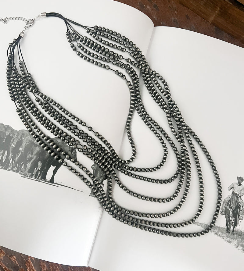NAVAJO PEARL LAYERED NECKLACE