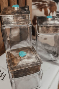 RUSTIC SILVER STAMPED CANISTERS