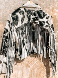 COWHIDE FRINGE JACKET- BLACK
