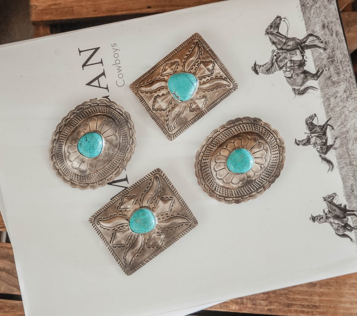 RUSTIC SILVER STAMPED BUCKLE