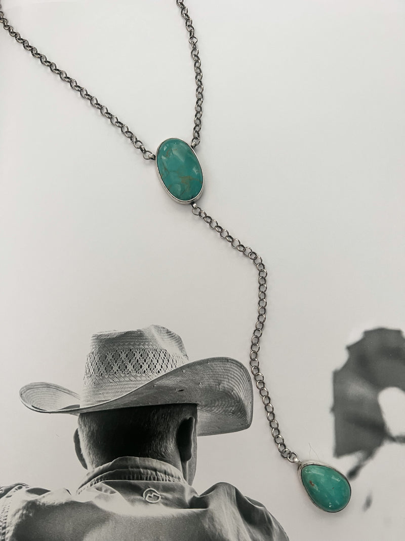 2 STONE TURQUOISE DROP NECKLACE